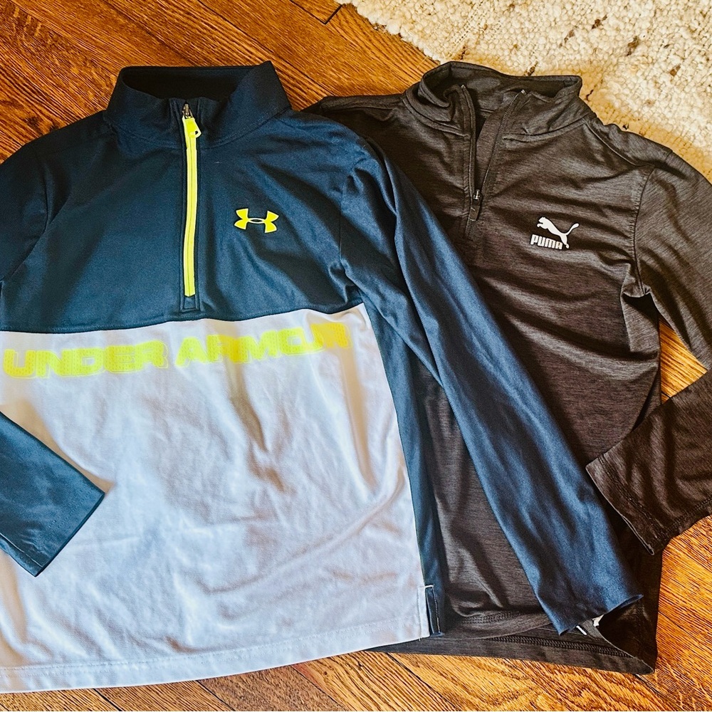 2 LONG SLEEVE HALF ZIP ATHLETIC SHIRTS